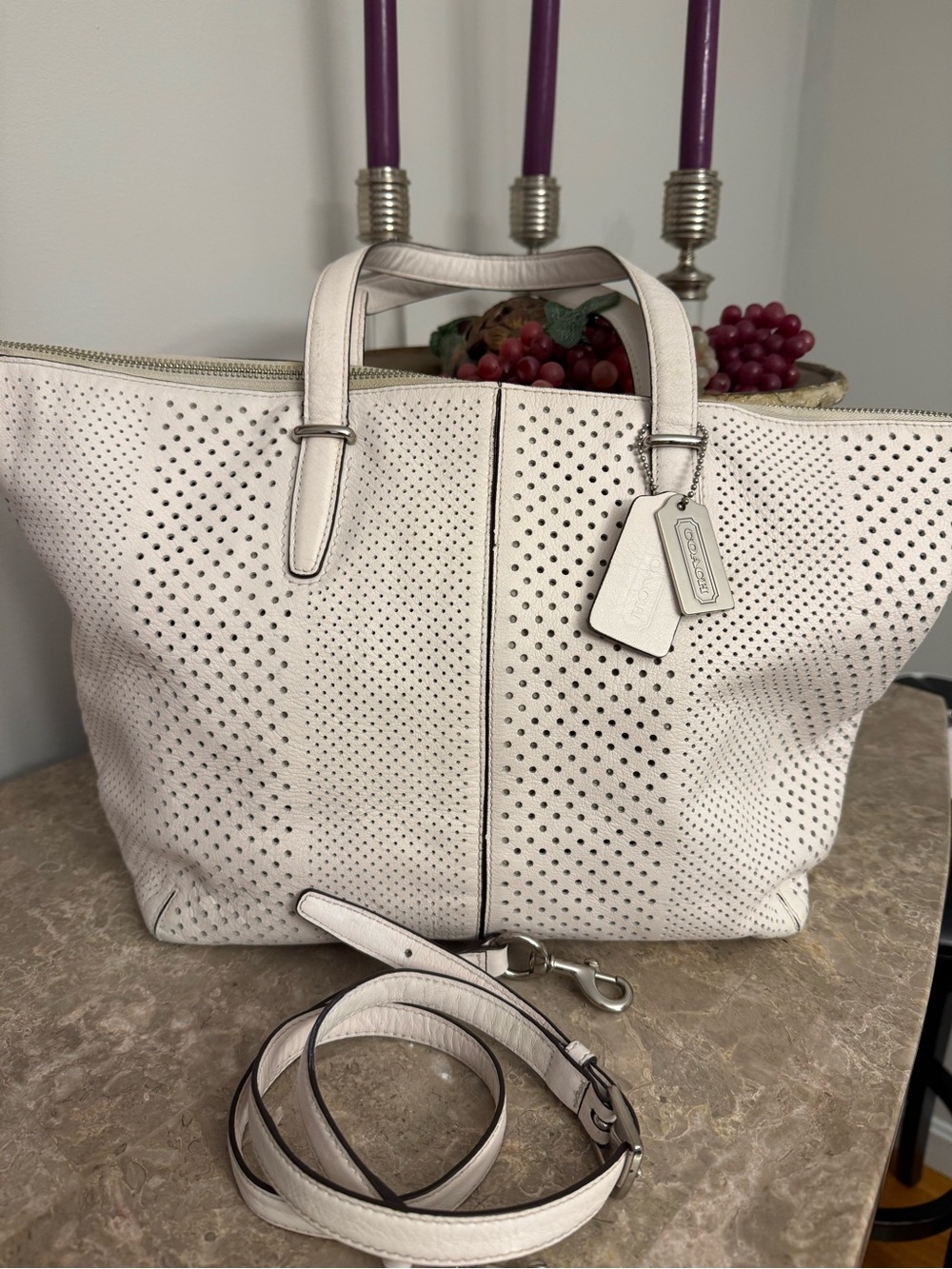 Coach Bleecker Cooper Perforated Leather Shoulder Bag with Crossbody Strap 2013